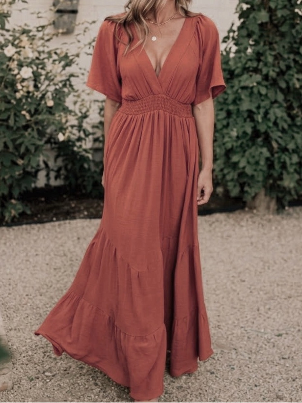Baltic Born Delilah Tiered Maxi Dress Rust Terracotta XL